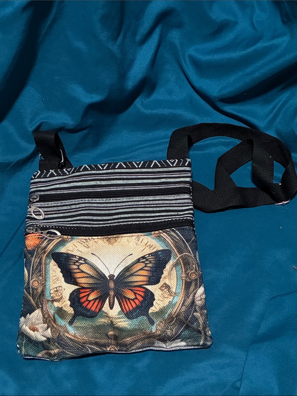 Women’s Butterfly Crossbody Bag in Black and Multicolor New